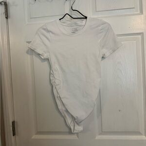 OQQ White Short Sleeve Bodysuit